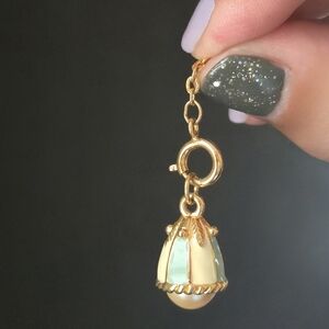Joan Rivers Gold-Tone Enamel Egg Designer Pendant  Charm Bracelet Necklace Pearl